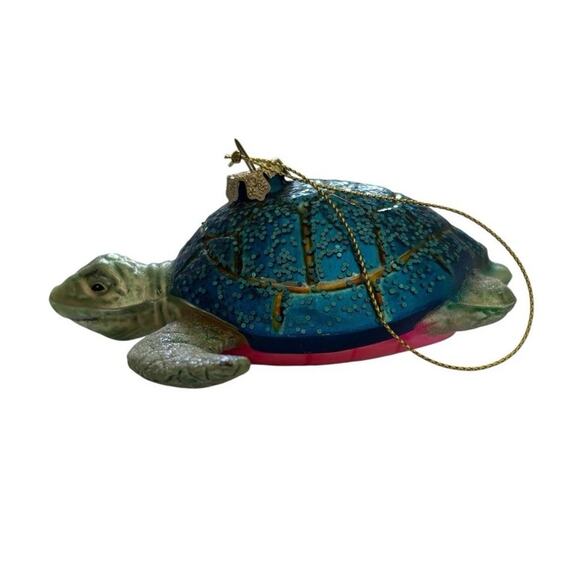 Glass Sea Turtle Ornament Blue Green Pink Sea Turtle Ornament Sea Life Ocean - Picture 3 of 8